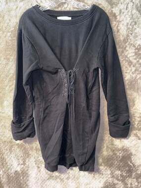 Zara SS 2017 Dress 08 Lace-Up Sweatshirt Dress Black Size XS-S